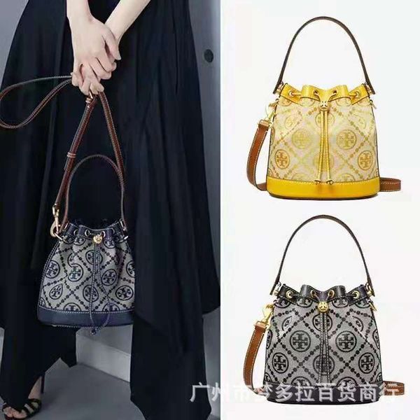 

cattle same simple fashion jacquard drawstring bucket bag single shoulder women's purse outlets