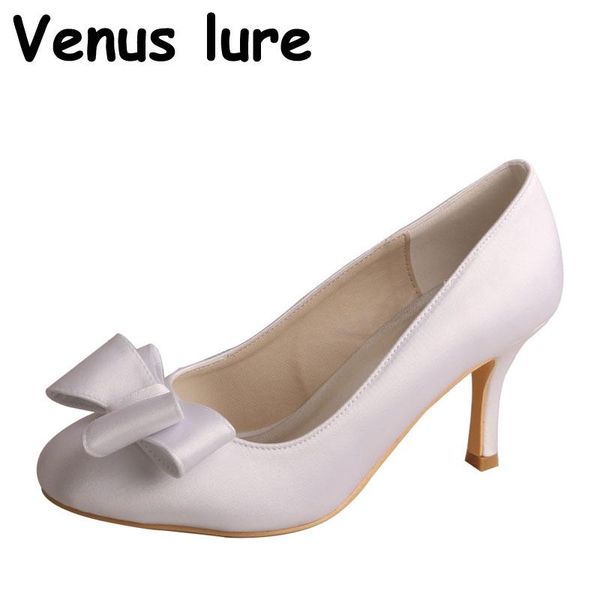 

dress shoes womens pumps heels white satin bow wedding bride stiletto heel closed toe, Black