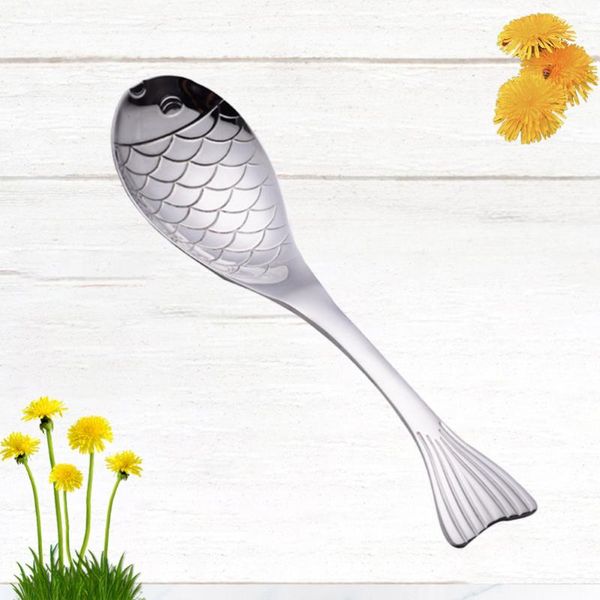 

spoons fish shape soup spoon stainless steel ladle dinner )
