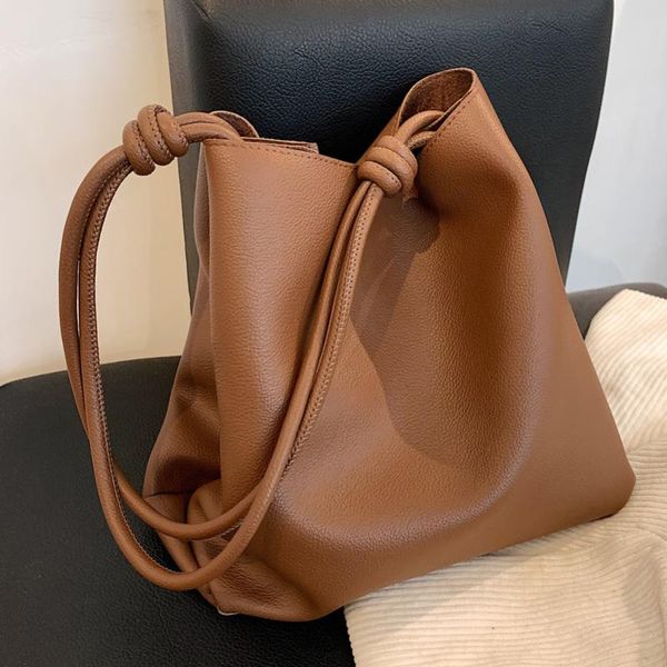

evening bags high-quality ladies large-capacity handbags 2021 fashion autumn and winter shoulder bag soft leather wild bucket