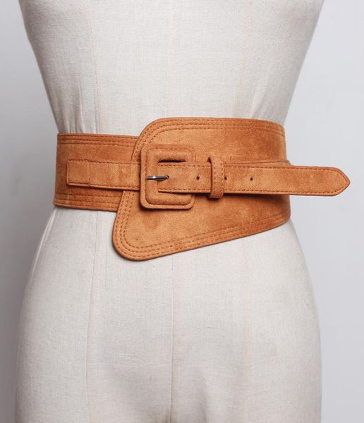 

belts superaen 2021 korean retro casual elastic women's decorative coat shirt irregular wide belt fashion cummerbunds, Black;brown