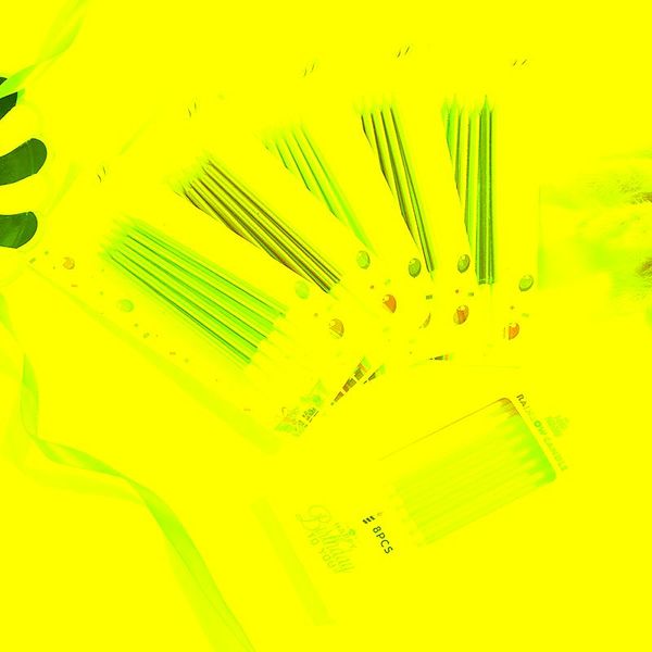 

long single pack birthday glitter paint gold silver slender pencil candle wedding light candles