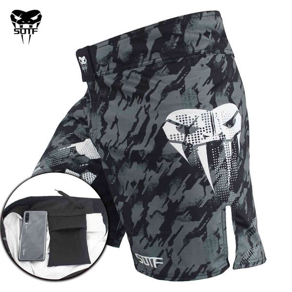 SOTF Erwachsene Giftnische Schlange Camouflage Männer Frauen Geometrische Boxen Tiger Muay Thai Shorts Kleidung Kampf Sanda MMA