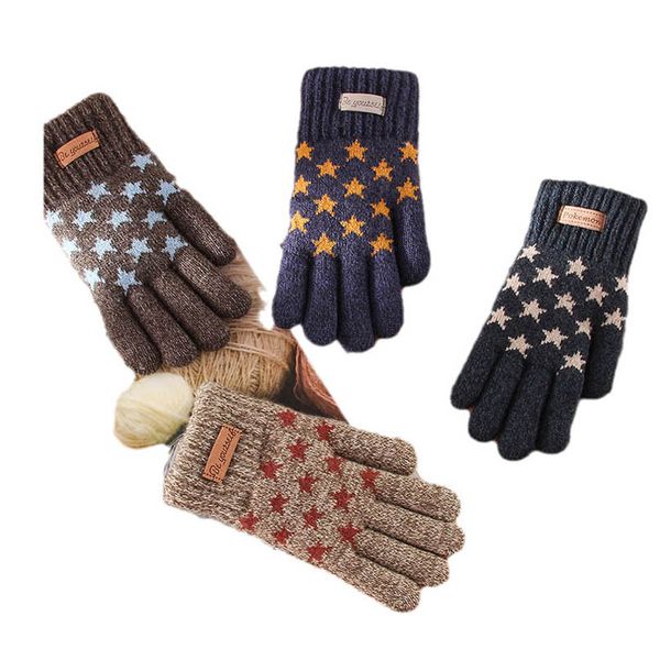 

children's finger gloves fashion knit boys girls accessories winter keep warm five-finger sports hair points 3-6y b9047, White