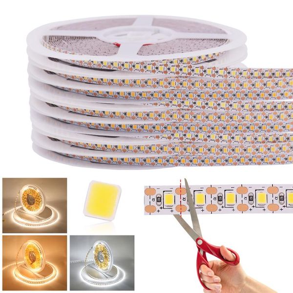 

strips 10m dc24v led strip lights smd2835 120leds super bright ra80 ip21 non waterproof flexible tape diode rope no voltage drop ribbon