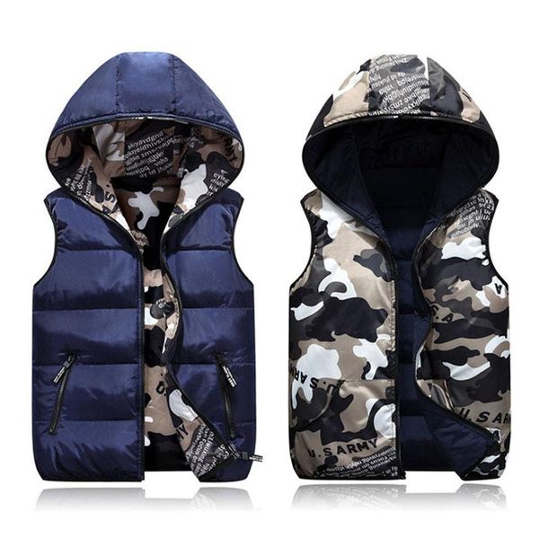

camouflage child waistcoat vest cotton girls boys kids jacket hooded children outerwear for 100-185cm family matching outfits, Camo