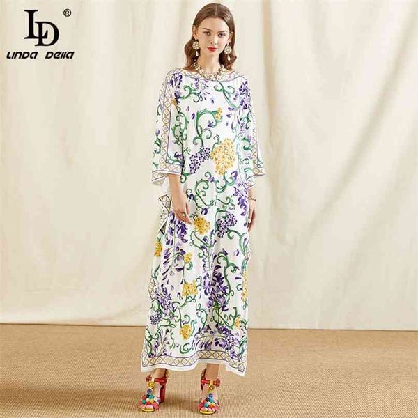 

fashion designer summer loose plus size long dress women elegant batwing sleeve print bohemian holiday 210522, Black;gray