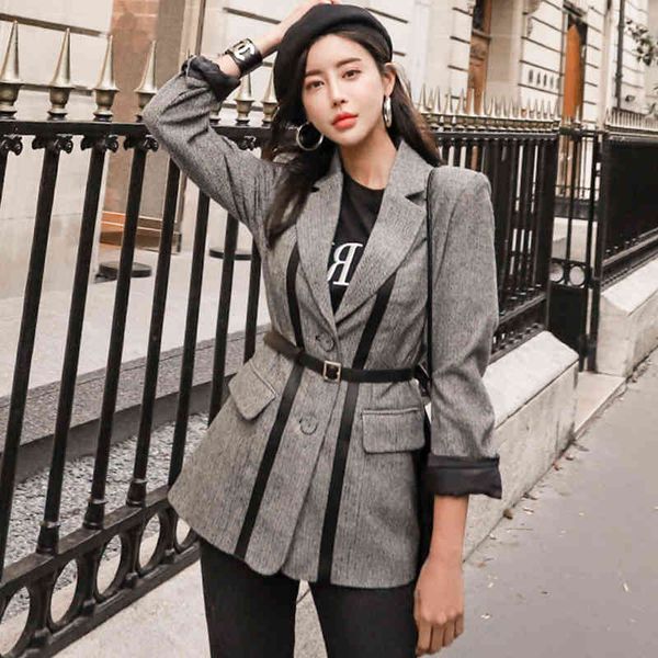 

dress comfortable single fashion quality fresh wild elegant thick coat present belt, Black;gray