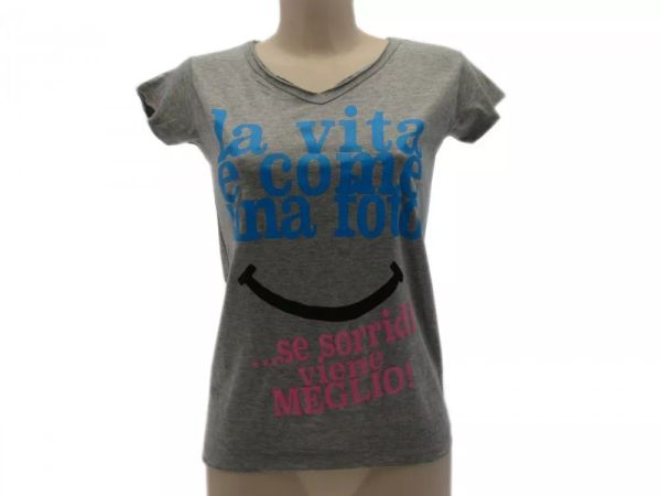 

t shirt only words women life is like a picture if smile is better grey, White;black