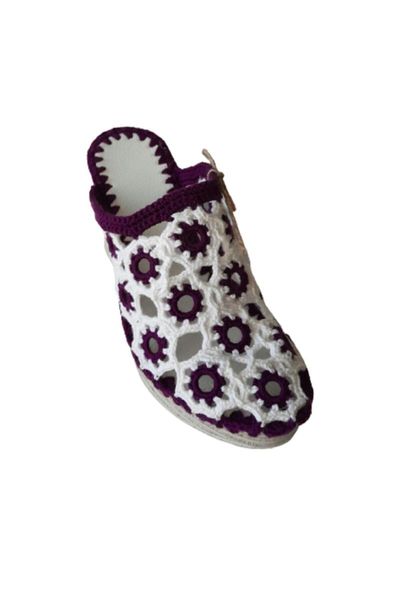 

slippers women's purple and white color mesh, Black