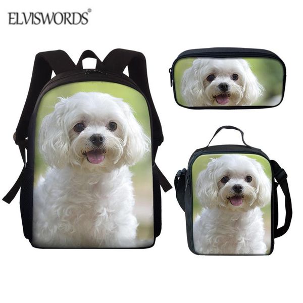 

school bags elviswords 3d dog prints shoulder backpack for students girls set book bag fashion children knapsack sets