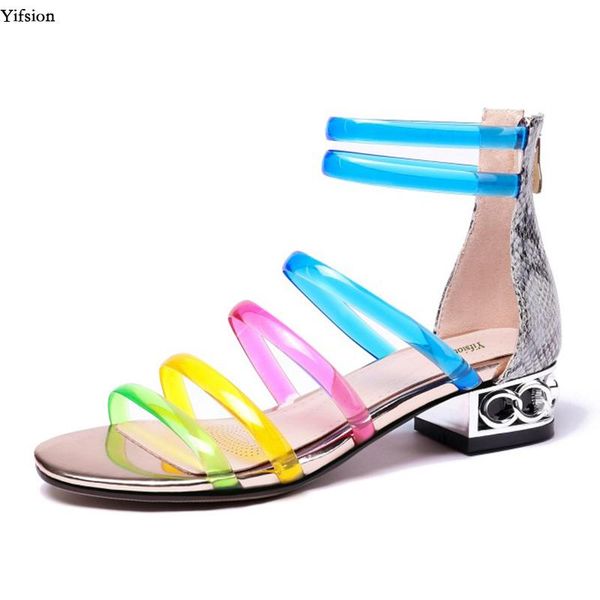 

olomm arrival women summer sandals square low heel nice open toe multicolor party shoes us size 4-8.5, Black