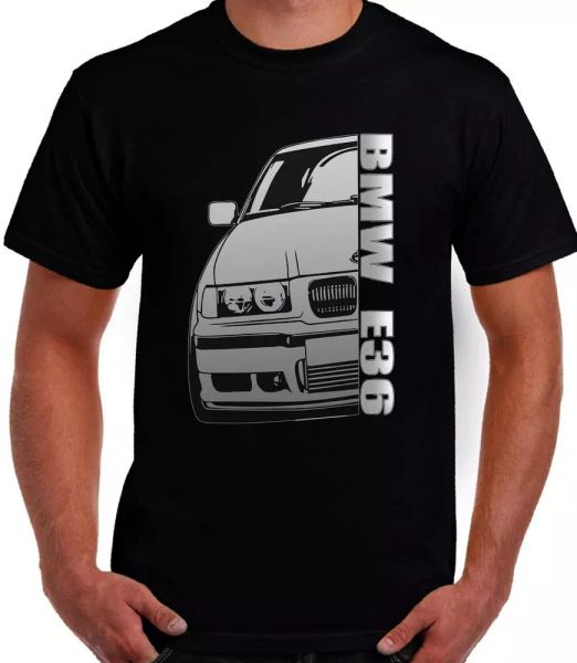 

autotee fan bmw e36 half metalic cool art graphic design t-shirts, White;black