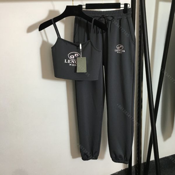 

fashion women camisole sets yoga fitness 2 piece set balgag brand designer womens clothes logo cotton pants cycling running cover lullu spor, White