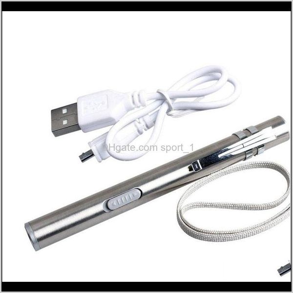 Mini lanterna de lanterna inoxid￡vel USB Chave de lanterna recarreg￡vel lanterna de caneta l￢mpada port￡til Luz de acampamento ao ar livre ZA2481 9Noj1 Favor de festa XT3EB