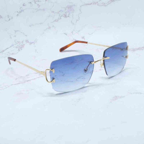

2022 factory wholesale model big square rimless mens men sunglass women decoration shades yecb sunglasses, White;black