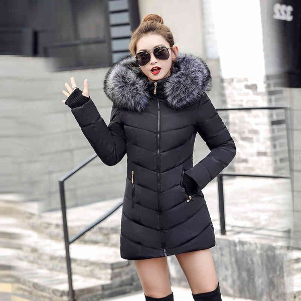 

women's down & parkas trends winter jacket women long coat down cotton quilted female fur hooded parka outdoor snow basic 7rj6, Black