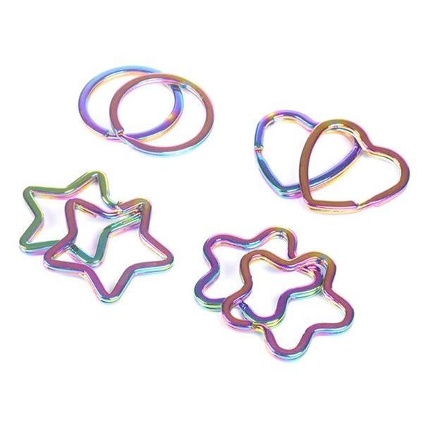 

keychains 10pcs rainbow split ring metal key chain keyring accessories diy, Silver