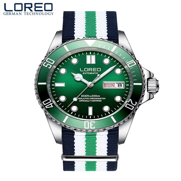 

loreo men watches fire luxury automatic mechanical full steel business waterproof 200m fashion sports, Slivery;brown