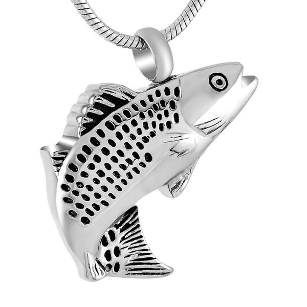 

pendant necklaces fashion ijd9236 316l stainless steel fish cremation keepsake jewelry for pet memorial urn ashes necklace wholesale, Silver