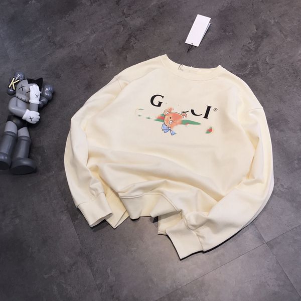 

2021 early autumn new bear head print back embroidered letter round neck loose couple sweater, Black