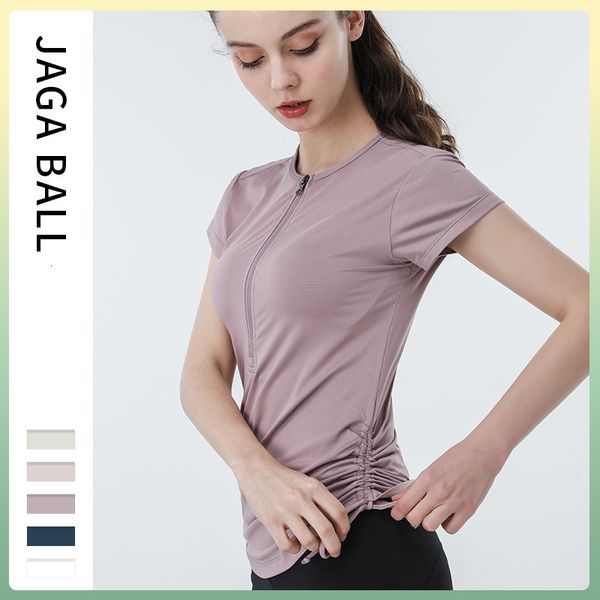 

luxury women's tracksuits yoga summer women's short sleeve t-shirt drawstring yoga slim fit fast dry running fitns cloth sportswea, Gray