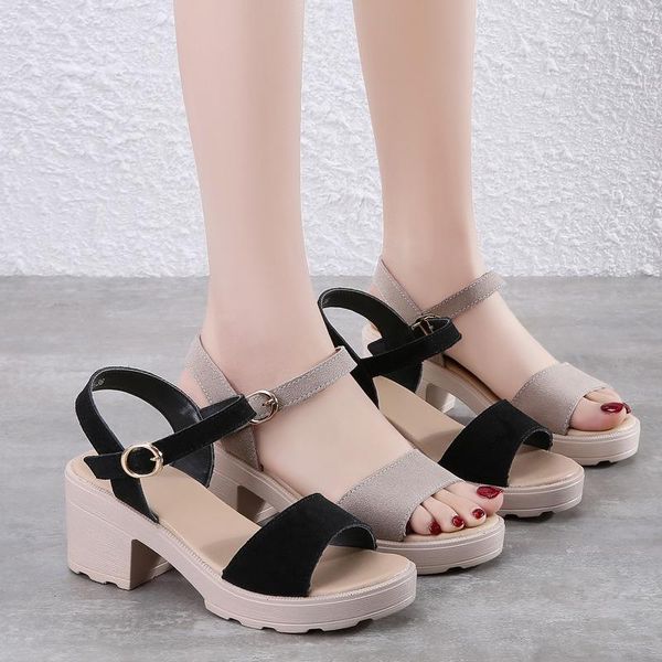 

sandals nice women's rome wedges genuine leather summer ladies bucklestrap platform shoes woman party high heels footwear, Black