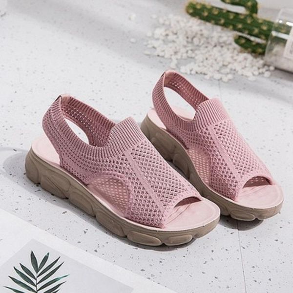 

sandals women summer 2021 open toed roman flying woven hollow platform sports flat casual female shoes comfortable breathable, Black