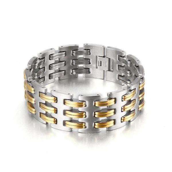 

charm bracelets haolynjoy 25mm wide bracelet trend bicycle chain men's stainless steel future jewelry, Golden;silver