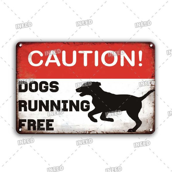 

vintage caution dogs metal plate tin sign personalized yard & garden decoration retro warning metal sign art wall sticker plaque