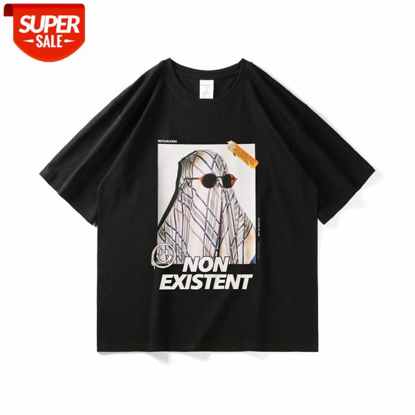 

befearle hip-hop high street funny fog printed short-sleeved men and women couples same style loose t-shirt tide #b60n, White;black