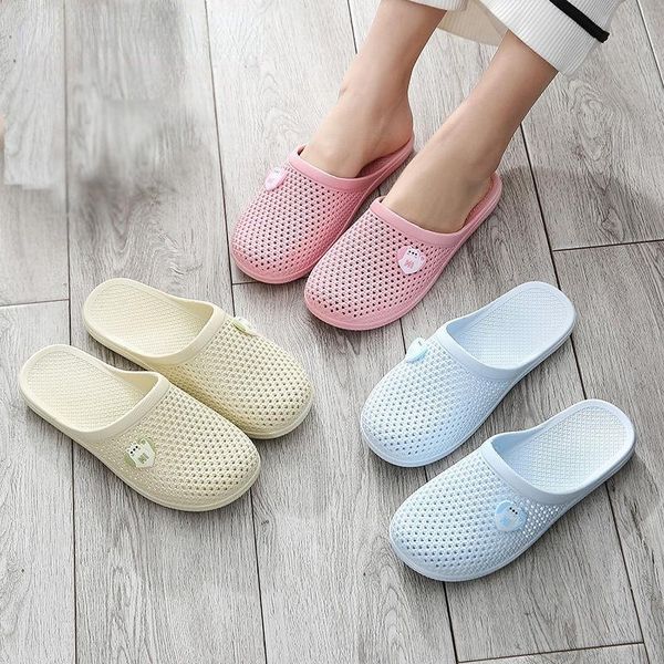

slippers summer sandals flat-bottomed baotou women soft bottom non-slip indoor and outdoor wear casual bathroom, Black