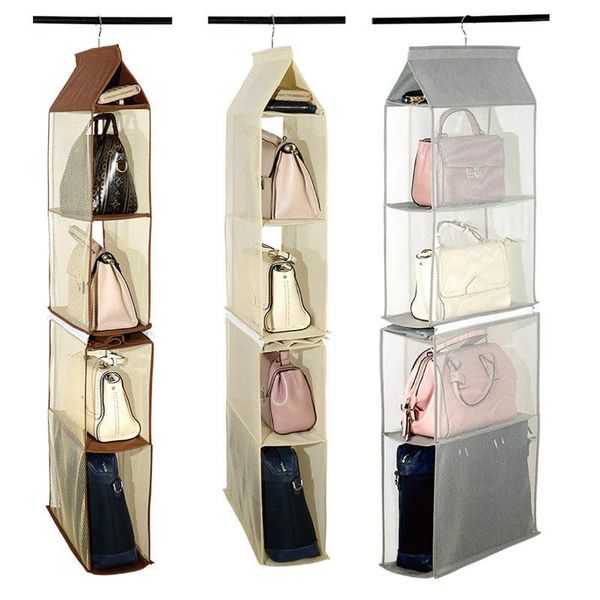 

storage boxes & bins detachable 4 layers wardrobe hanging organizer handbag hanger bag shoe closet mesh