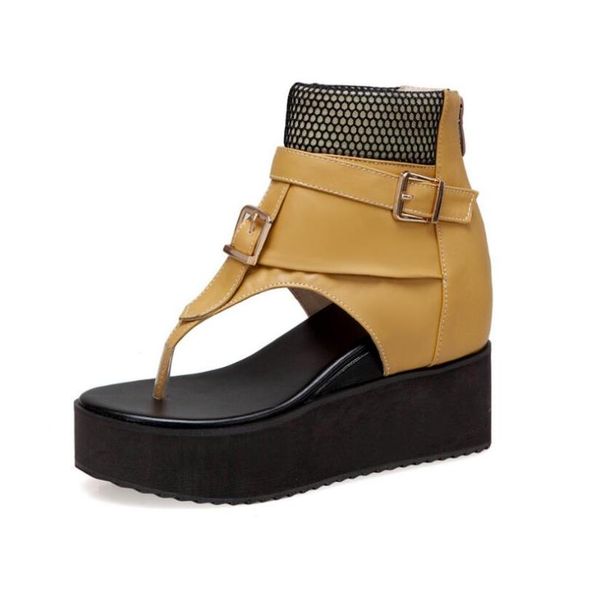 

dress shoes brand fashion women platform sandals summer wedges woman high-leather gladiator flip-flops sandalias mujer, Black