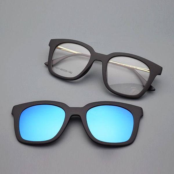 

full frame glasses eyeglasses belt magnet clip sunglasses myopia polarized purple fashion frames, Black