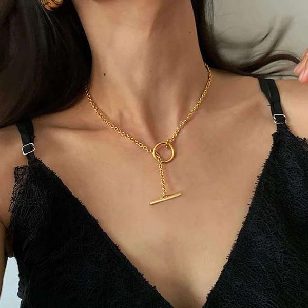 

chokers simple toggle clasp gold necklaces mixed link circle necklace for women minimalist choker collier femme collar boho, Golden;silver