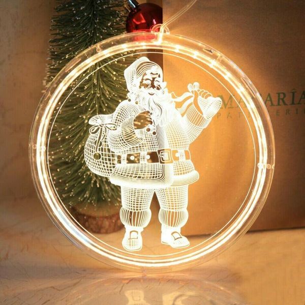 Dekorative Objekte, Figuren, Weihnachten, rund, mit LED-Beleuchtung, hängende Fensterlampe mit Sucker-Fee-Weihnachtsdekoration