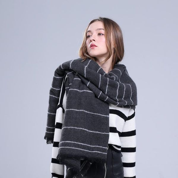 

scarves 2021 stripe soft with tassel lady spring winter long scarf female shawl ad0805, Blue;gray