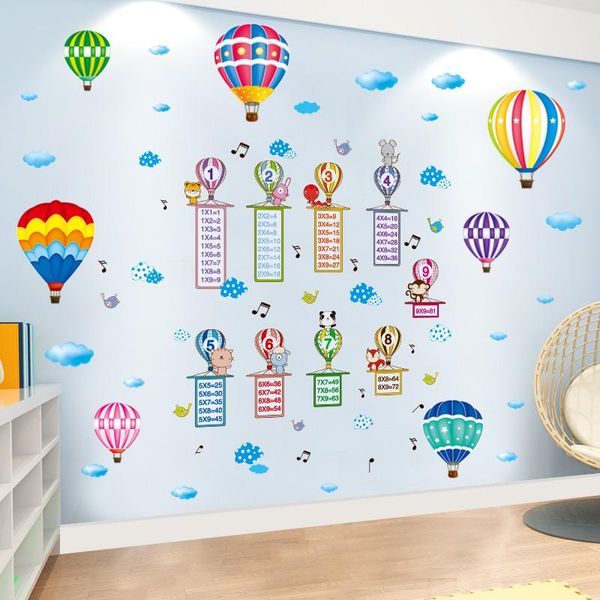 

wall stickers [shijuehezi] air balloons diy cartoon multiplication table decals for kids room nursery house decoration