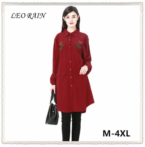 

women's blouses & shirts 2021 malaysia muslim long sleeve lapel shirt middle east embroidery plus size women blusas feminina 4xl leora, White