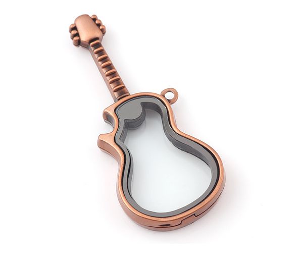 2021 10pcs 68x30mm chitarra medaglione galleggiante in vetro viola ciondolo medaglione color bronzo gioielli fai da te all'ingrosso gratuito