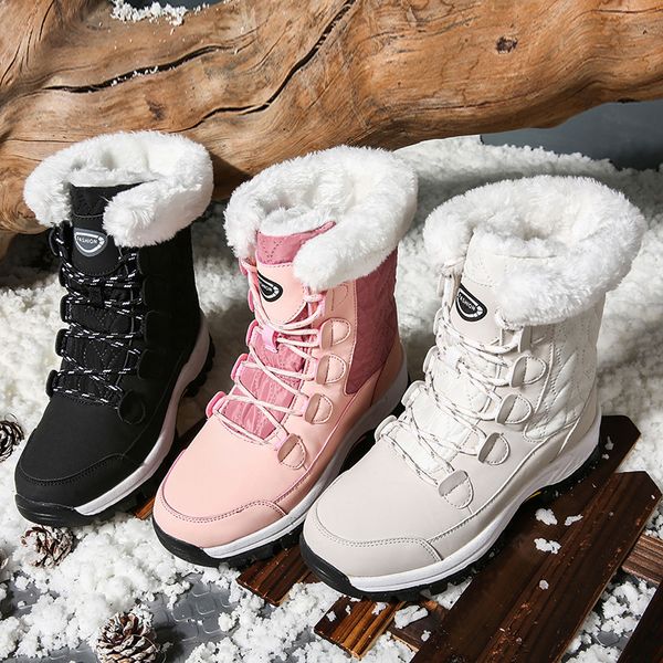 Водонепроницаемая обувь женская платформа снежных сапог Mujer Botas Angle Winter Boot с густой меховой девушкой