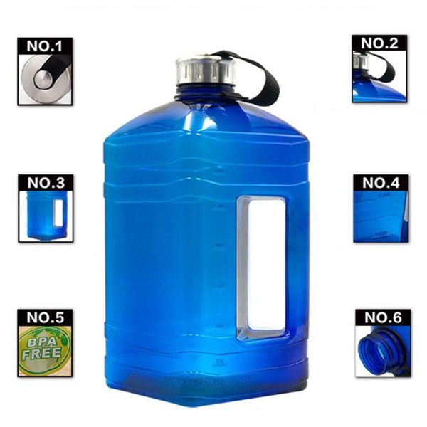 

water bottle 3.8l ultra large kettle bucket nylon handle anti leakage gym portable workout dumbbell drinking mug with scale sports