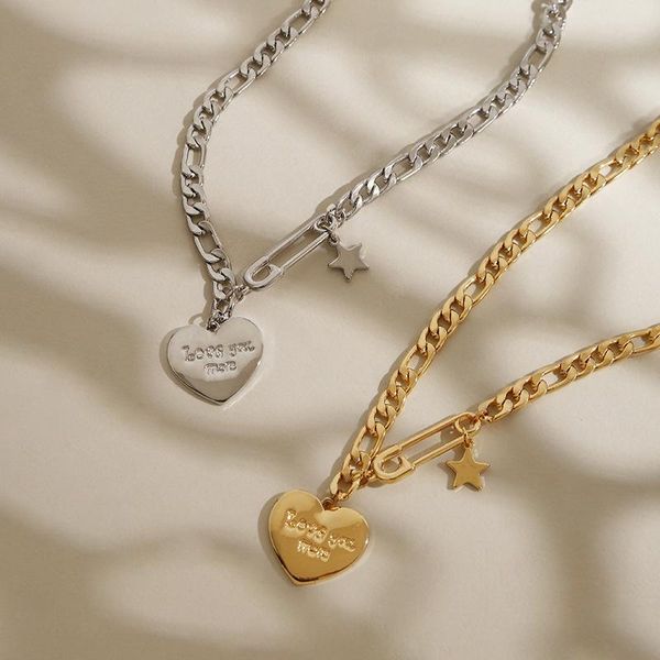 

chains letter love clavicle chain female european and american fashion simple hundred matching hip-hop necklace, Silver