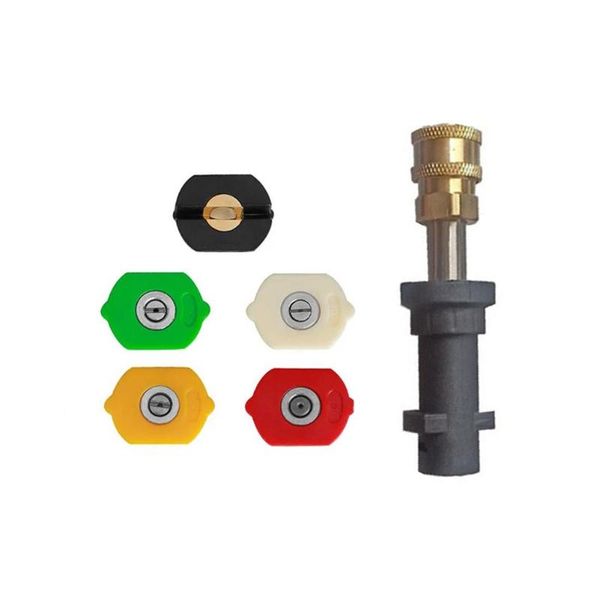 

watering equipments 1set brass 6x pressure washer gun adapter quick plug nozzle g1/4 in nozzles tips for karcher k serie garden irrigation