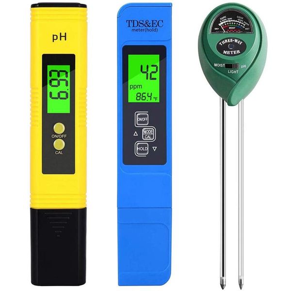 

meter, tds ppm soil ph tester, ph/ec digital kit, tester combo 3 pack meters