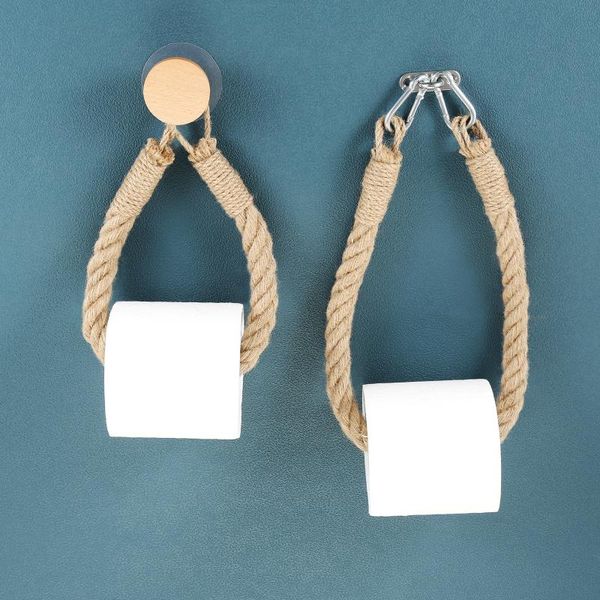 

toilet paper holders wall mounted kitchen bathroom holder storage rack vintage weave hand towel hanging rope movable