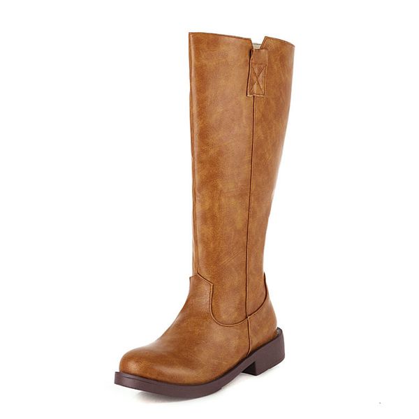 

boots coolcept women knee high zipper flat heel winter long fashion shoes footwear size 35-43 u0lr, Black