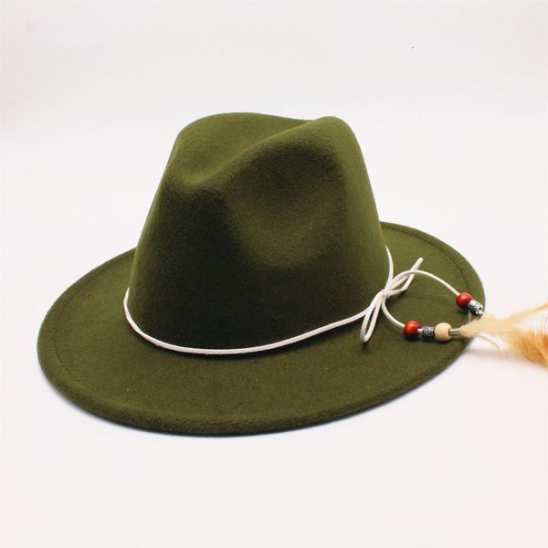 

berets autumn winter hats for women soft wide brim wool felt bowler fedora hat floppy cloche women's feather decoration hat 1huk, Blue;gray