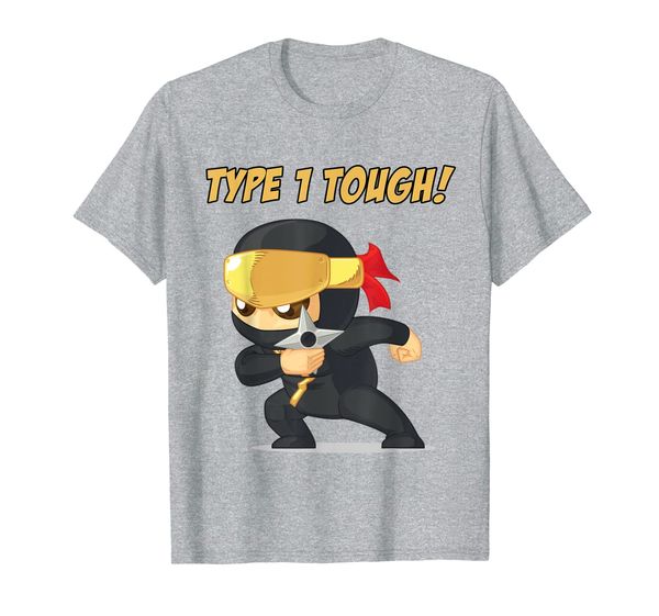 

type 1 tough ninja - diabetic diabetes t-shirt for kids, White;black